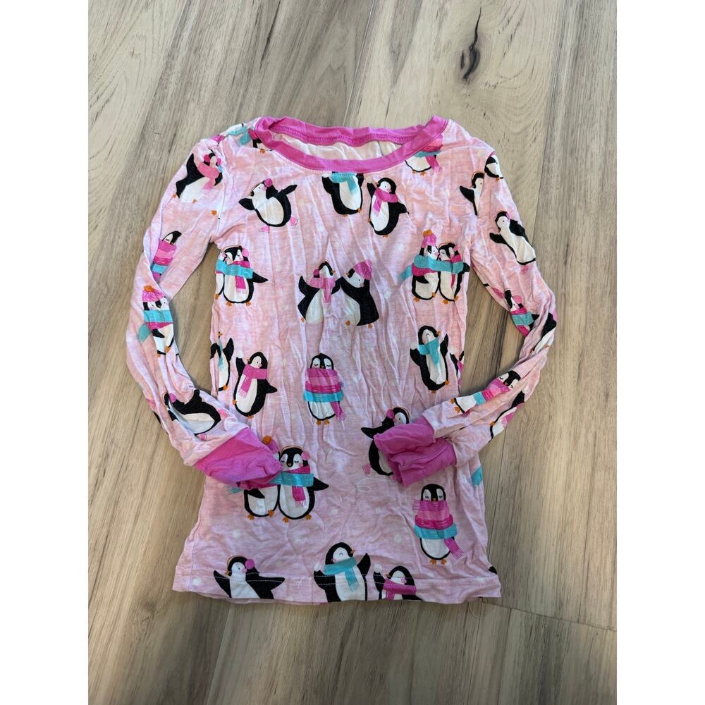 Little Sleepies Size 4T Penguin Party Pajama Long Sleeve Top Shirt Only Pink